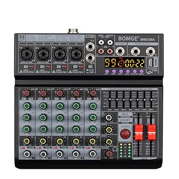 Amazon | BOMGE 06A Professional 6 Channel DJ Audio Mixer, DJ